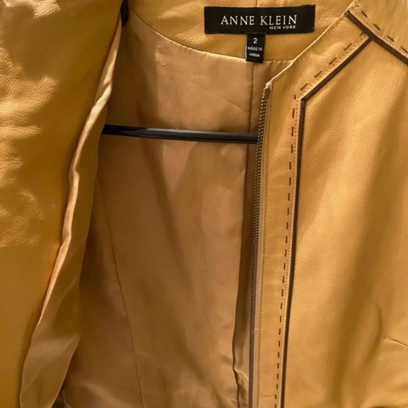 Anne‎ Klein 100% Leather Yellow Zipper Jacket​ - Picture 8 of 11